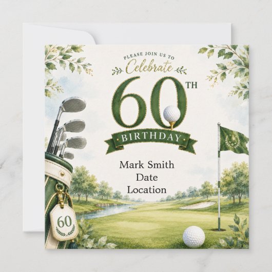 ゴルフ 60歳の誕生日 招待状 (正面)