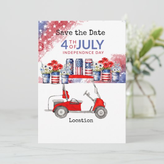 ゴルフ 7月4日 独立記念日 バーベキュー付き 招待状 (スタンド正面)