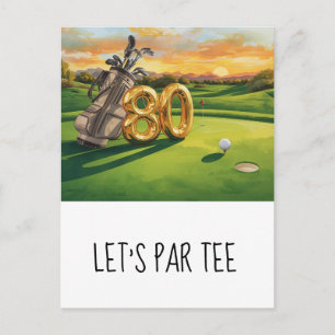 ゴルフ 80歳の誕生日パーティー Let's par tee ポストカード