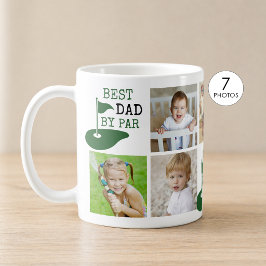 ゴルフ BEST DAD BY PAR 7 フォトコラージュ コーヒーマグカップ