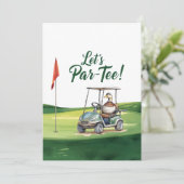 ゴルフ Let's Par ティー ゴルフ旗付きのグリーン 招待状 (スタンド正面)