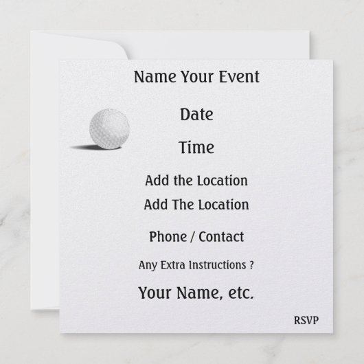 ゴルフ – SRF 招待状 (裏面)