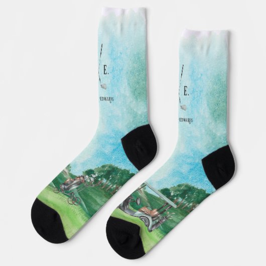 ゴルフ | Water color Golfing Monogram Socks ソックス (左)