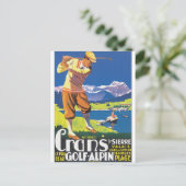 ゴルフAlpinのヴィンテージ旅行ポスター ポストカード (スタンド正面)