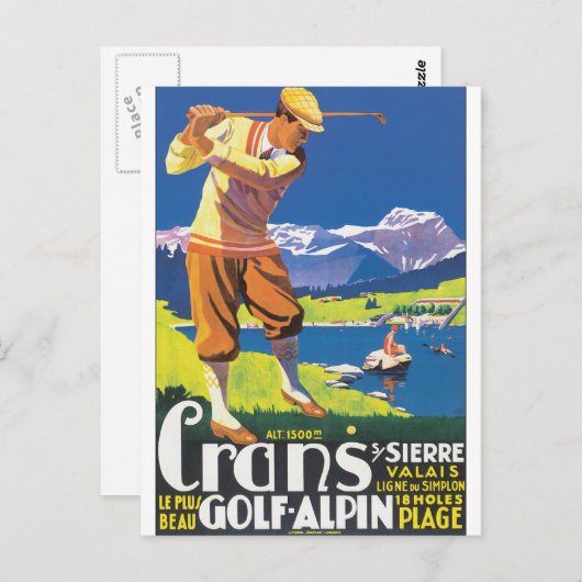ゴルフAlpinのヴィンテージ旅行ポスター ポストカード (正面/裏面)
