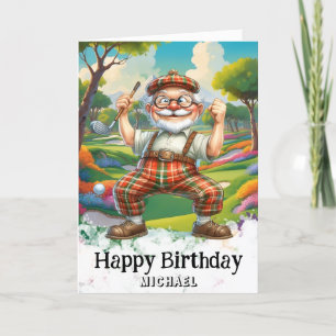 *~*ゴルフAP94シニアユーモアおもしろいマン誕生日カード サンキューカード
