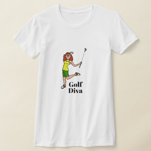 ゴルフDivaレッドヘッドオーバーン女性ゴルファーTシャツ Tシャツ (レイダウン)