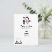 ゴルフFORE EVERゴルフ結婚式の日付ゴルファーを保存 ポストカード (スタンド正面)