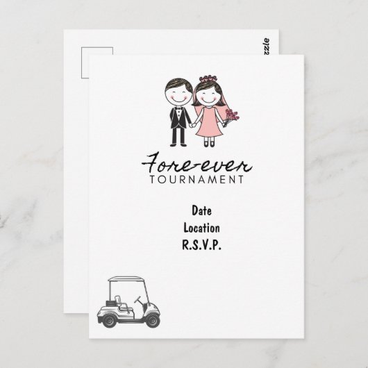 ゴルフFORE EVERゴルフ結婚式の日付ゴルファーを保存 ポストカード (正面/裏面)