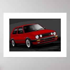 ゴルフGTI mk2ポスターイラストレーション ポスター