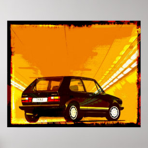 ゴルフGTi MkIのオレンジ ポスター