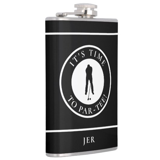 ゴルフPar-Teeゴルファーおもしろいモノグラムブラック彼のために フラスク (右)