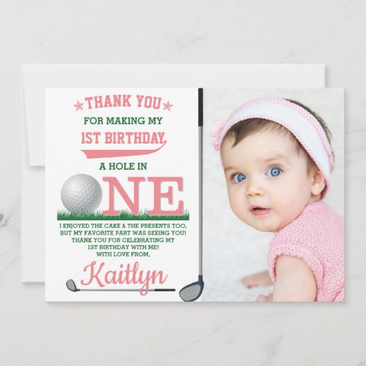 ゴルフPAR-TEE 1stバースデーフォトサンキューカード サンキューカード (正面)