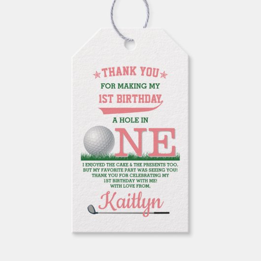 ゴルフPAR-TEE 1st誕生日 ギフトタグ (正面)