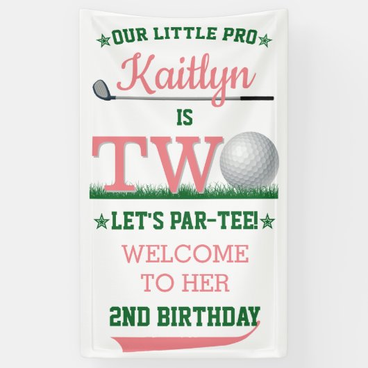 ゴルフPAR-TEE 2nd誕生日へようこそ 横断幕 (縦)