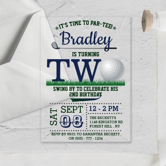 ゴルフPAR-TEE 2nd誕生日 アクリル招待状