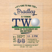 ゴルフPAR-TEE 2nd誕生日 アクリル招待状 (正面)