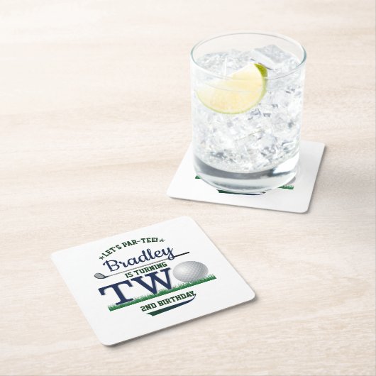 ゴルフPAR-TEE 2nd誕生日 スクエアペーパーコースター (インサイチュ)
