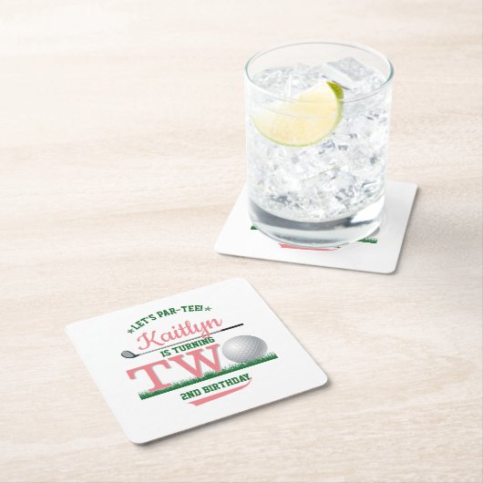 ゴルフPAR-TEE 2nd誕生日 スクエアペーパーコースター (インサイチュ)