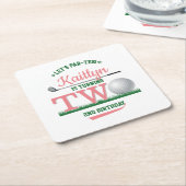 ゴルフPAR-TEE 2nd誕生日 スクエアペーパーコースター (アングル)