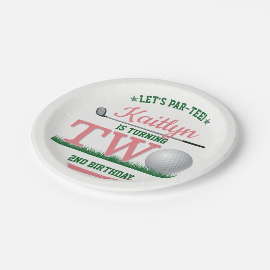 ゴルフPAR-TEE 2nd誕生日 ペーパープレート (アングル)