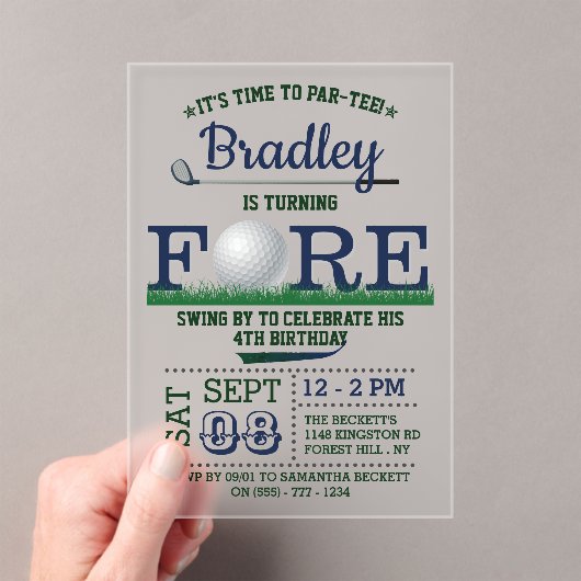 ゴルフPAR-TEE 4th誕生日 アクリル招待状 (インサイチュ (ポータブル))