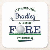 ゴルフPAR-TEE 4th誕生日 スクエアペーパーコースター (正面)