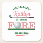 ゴルフPAR-TEE 4th誕生日 スクエアペーパーコースター (正面)