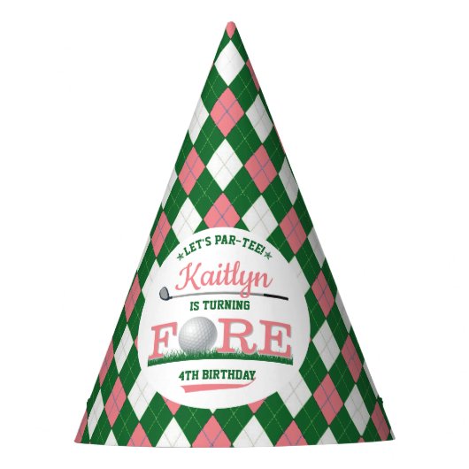 ゴルフPAR-TEE 4th誕生日 パーティーハット (正面)