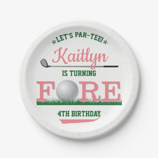 ゴルフPAR-TEE 4th誕生日 ペーパープレート (正面)