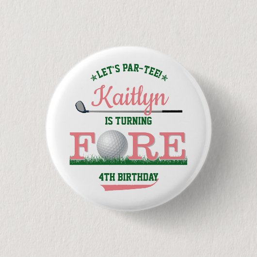 ゴルフPAR-TEE 4th誕生日 缶バッジ (正面)