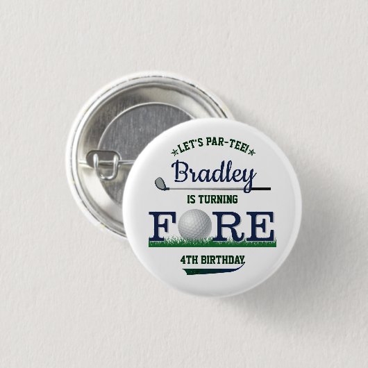 ゴルフPAR-TEE 4th誕生日 缶バッジ (正面&裏面)
