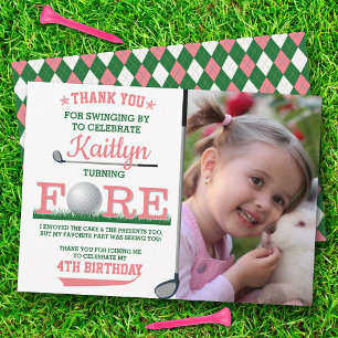 ゴルフPAR-TEE 4th Birthday Photo サンキューカード