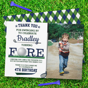 ゴルフPAR-TEE 4th Birthday Photo サンキューカード