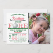 ゴルフPAR-TEE 4th Birthday Photo 招待状 (正面)