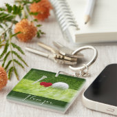 ゴルフT型とゴルフボール愛好 キーホルダー (正面右)