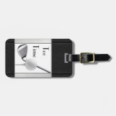 ゴルフTeeタイムブラックレザーイメージ男性へ ラゲッジタグ (正面横)