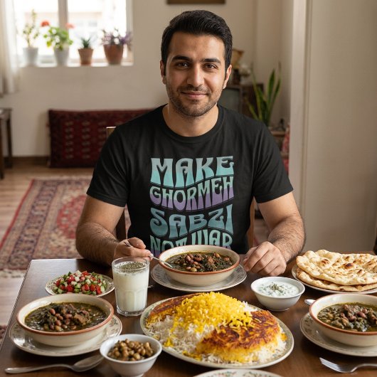 ゴルメサブジで戦争を止めよう | ペルシャ料理 Tシャツ