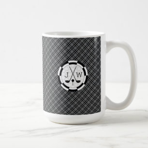 ゴルモダンフ用具モチーフ及びモノグラム コーヒーマグカップ