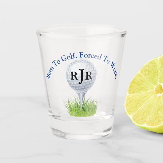 ゴル生まれフに向けて。ゴルフボールとティー。 ショットグラス (正面)