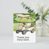 ゴル結婚フ感謝していの。ゴルフカート付きカード ポストカード (スタンド正面)