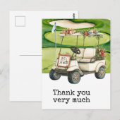 ゴル結婚フ感謝していの。ゴルフカート付きカード ポストカード (正面/裏面)