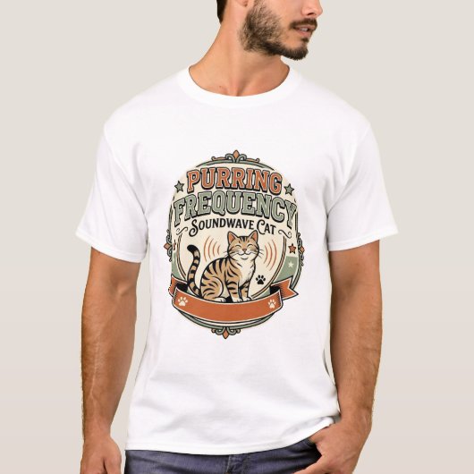 ゴロゴロ周波数サウンドウェーブ 猫のゴロゴロ音 Tシャツ (正面)