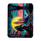 ゴングスクアチンカラフルサスカッチナイトランドスケープ マグネット (縦)