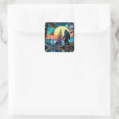 ゴングスクアチンカラフルサスカッチ風景 スクエアシール (バッグ)