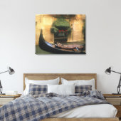 ゴンドラとレストラン，ヴェネツィア，ヴェネト，イタリア キャンバスプリント (インサイチュ (寝室))