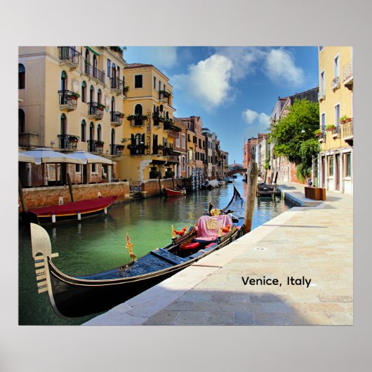ゴンドラと運河のある風景画のようなイタリアのヴェネツィア、 ポスター (正面)