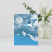 ゴンドラに乗る | スキーマウンテン絵を描の冬 ポストカード (スタンド正面)