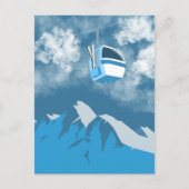 ゴンドラに乗る | スキーマウンテン絵を描の冬 ポストカード (正面)