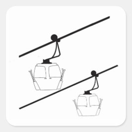 ゴンドラの四角いステッカーの黒いシルエット。 スクエアシール